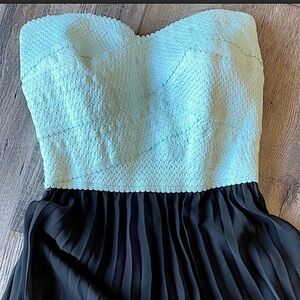 B. DARLIN Strapless Mint Bodice with Black Pleated Bottom Maxi Dress, Size 5/6